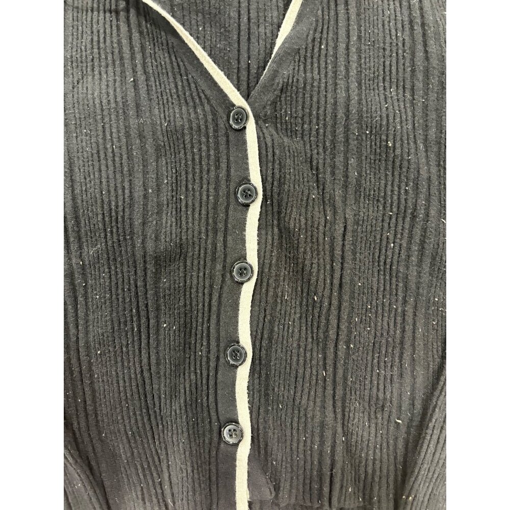 2 Piece Lounge Pink Rose Black & White Ribbed Cardigan Sweater With Pants M - Picture 5 of 16